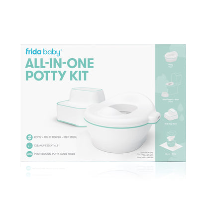 Frida Baby All-in-One Potty Kit Includes Grow-With-Me Potty, Toilet Topper, Toilet Step Stool, Sink Step Stool, Cleanup Essentials, and Professional Potty Guide